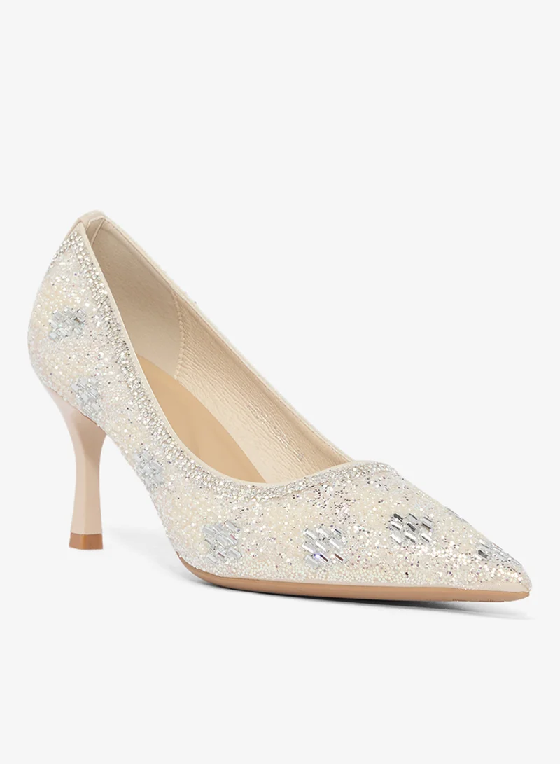 Ella Limited Edition Rhinestone Embellished Detail Mid Heel Pumps