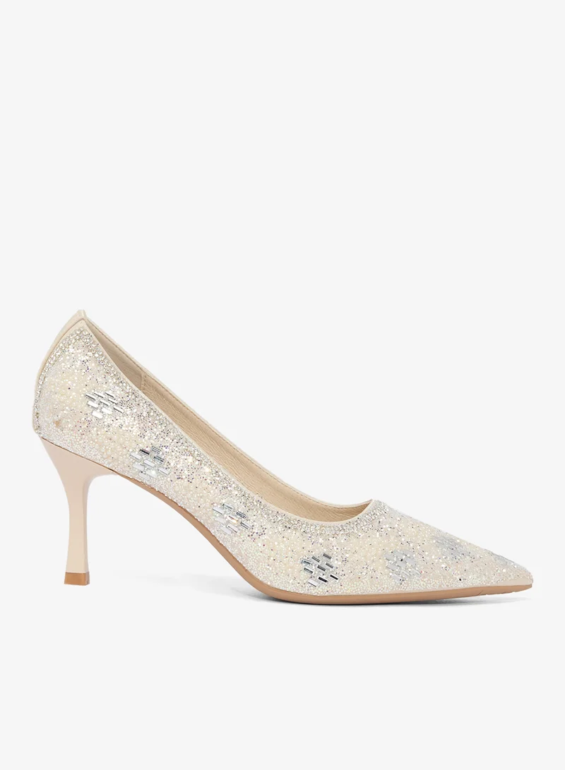 Ella Limited Edition Rhinestone Embellished Detail Mid Heel Pumps