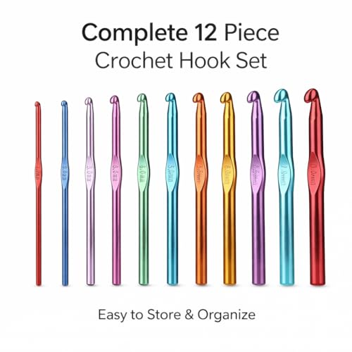 Golden Phoenix 12 Pcs Crochet Hook Set | Ergonomic Crochet Needles & Knitting Needles Kit for Beginners & Professionals | Smooth Grip Handles | Complete Crochet & Knitting Needle Set - Image 4