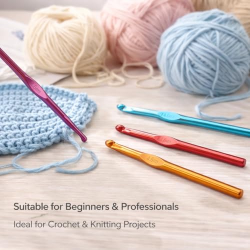 Golden Phoenix 12 Pcs Crochet Hook Set | Ergonomic Crochet Needles & Knitting Needles Kit for Beginners & Professionals | Smooth Grip Handles | Complete Crochet & Knitting Needle Set - Image 3