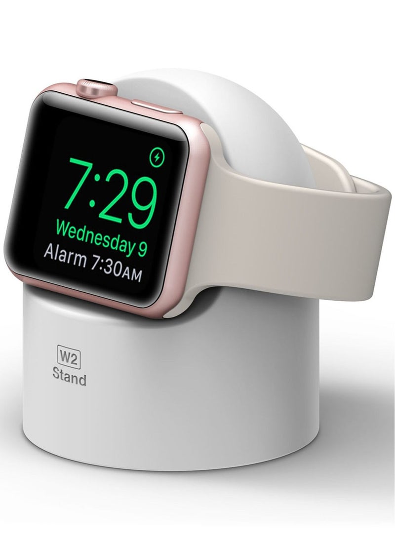 Elago - W2 Stand for Apple Watch Charger Stand compatible with Apple Watch Ultra, Series 8/SE2/7/6/SE/5/4/3/2/1 (49mm,45mm,44mm,42mm,41mm,40mm,38mm) - White - Image 1