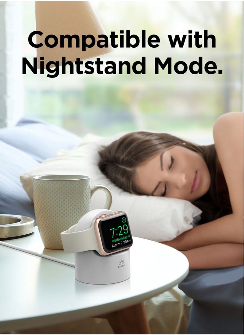 Elago - W2 Stand for Apple Watch Charger Stand compatible with Apple Watch Ultra, Series 8/SE2/7/6/SE/5/4/3/2/1 (49mm,45mm,44mm,42mm,41mm,40mm,38mm) - White - Image 1