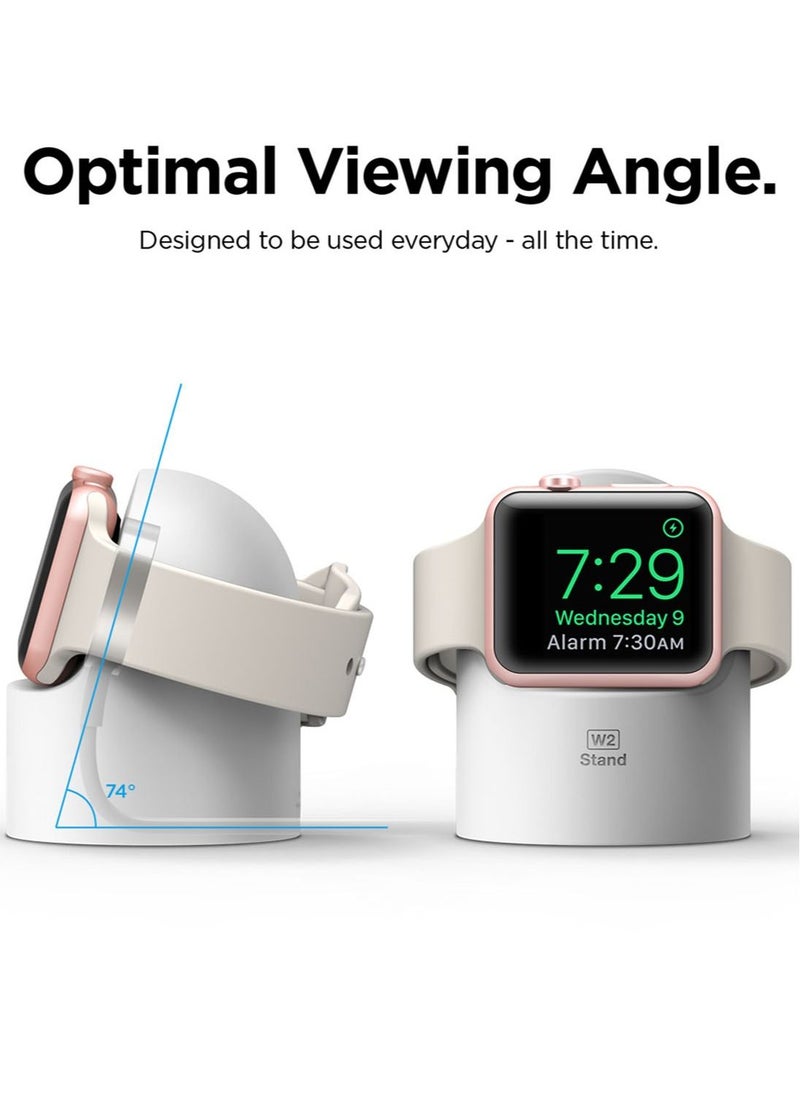 Elago - W2 Stand for Apple Watch Charger Stand compatible with Apple Watch Ultra, Series 8/SE2/7/6/SE/5/4/3/2/1 (49mm,45mm,44mm,42mm,41mm,40mm,38mm) - White - Image 1