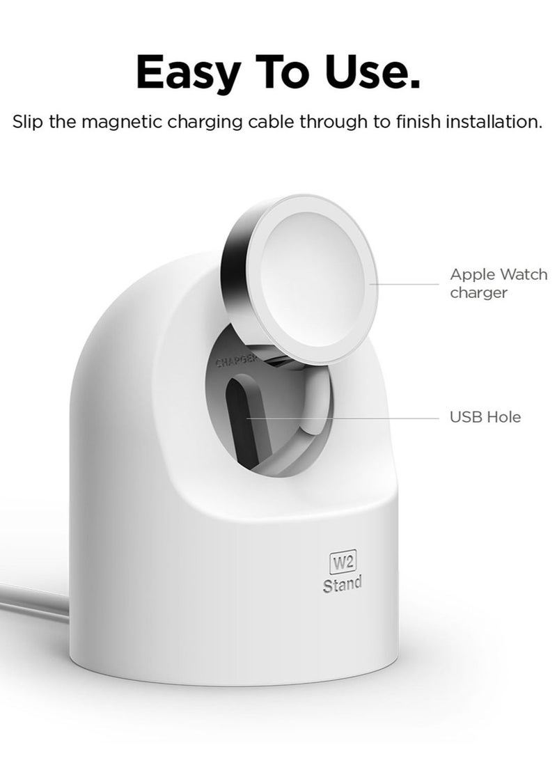 Elago - W2 Stand for Apple Watch Charger Stand compatible with Apple Watch Ultra, Series 8/SE2/7/6/SE/5/4/3/2/1 (49mm,45mm,44mm,42mm,41mm,40mm,38mm) - White - Image 1