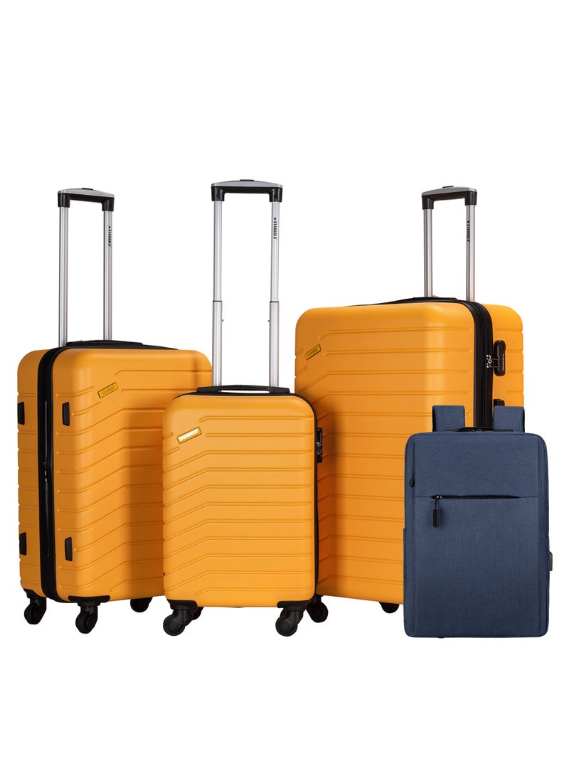 STARGOLD Luggage Set of 3 Pcs with Free Laptop Backpack – Lightweight Hard Shell Travel Luggage Set, ABS Unbreakable Suitcase Set of 3 with 360° Rotating Wheels & Combination Lock