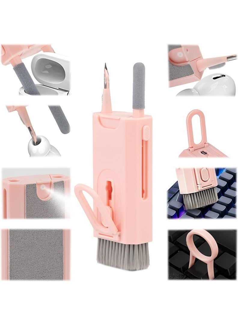 Theodor 8-in-1 Keyboard Cleaner Kit with Soft Brush and Keycap Puller for Laptop, Phone, Earbuds - Pink - Image 1
