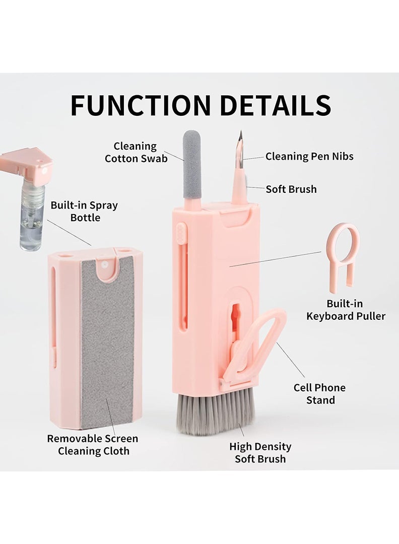 Theodor 8-in-1 Keyboard Cleaner Kit with Soft Brush and Keycap Puller for Laptop, Phone, Earbuds - Pink - Image 5