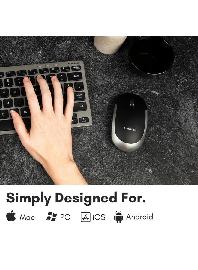 MACALLY Wireless Bluetooth Mouse for Mac, MacBook Pro/Air, iPad, and PC - Quiet Click and Comfortable Wireless Mouse - Compatible Wireless Apple Mouse - Space Gray - Image 2