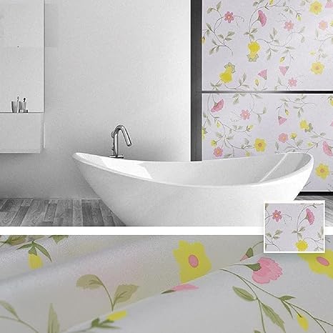 sia SIA VENDORS Window Privacy Film Frosted Glass Window Film Static Cling UV Blocking Removable Window Stickers Vinyl Window Coverings for Home Office 24In x 508cm Pink Yellow Flower - Image 5