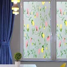 sia SIA VENDORS Window Privacy Film Frosted Glass Window Film Static Cling UV Blocking Removable Window Stickers Vinyl Window Coverings for Home Office 24In x 508cm Pink Yellow Flower - Image 1
