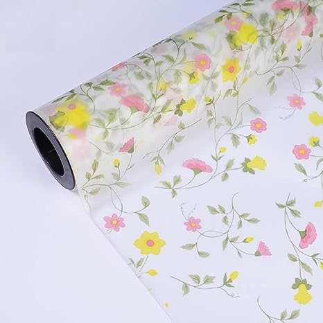 sia SIA VENDORS Window Privacy Film Frosted Glass Window Film Static Cling UV Blocking Removable Window Stickers Vinyl Window Coverings for Home Office 24In x 508cm Pink Yellow Flower - Image 4