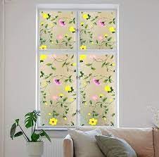 sia SIA VENDORS Window Privacy Film Frosted Glass Window Film Static Cling UV Blocking Removable Window Stickers Vinyl Window Coverings for Home Office 24In x 508cm Pink Yellow Flower - Image 2