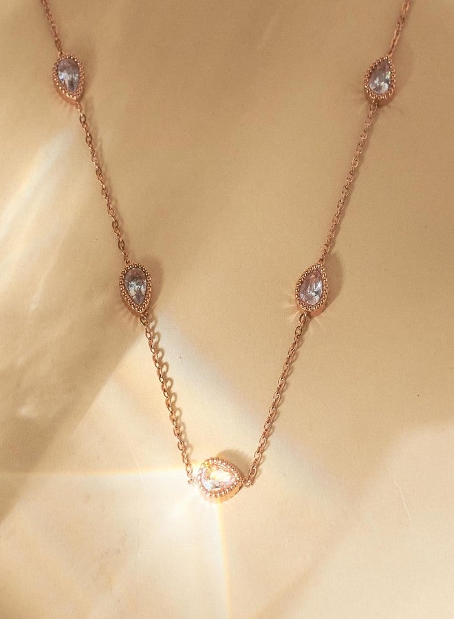 SALTY Anti Tarnish Serenity White Stone Necklace for Women | Stylish Statement Chain | Latest Fashion Jewellery Accessories for Girls | Minimal Jewelry | Ideal for Gifting | Marriage, Birthday | Gift for Valentine Day - Image 3