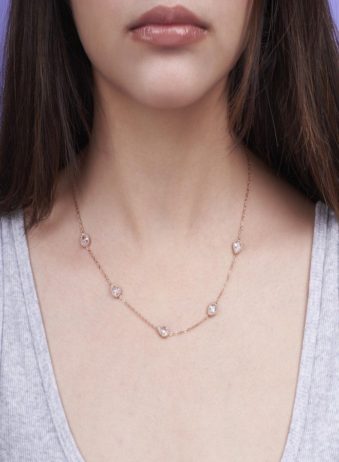 SALTY Anti Tarnish Serenity White Stone Necklace for Women | Stylish Statement Chain | Latest Fashion Jewellery Accessories for Girls | Minimal Jewelry | Ideal for Gifting | Marriage, Birthday | Gift for Valentine Day - Image 2