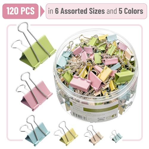 Mr. Pen Mr Pen Binder Clips 120 pcs Assorted Sizes Colored Binder Paper Clips Bulk Paper Clamps for Office Supplies Home School Business Document Organizing - Image 3