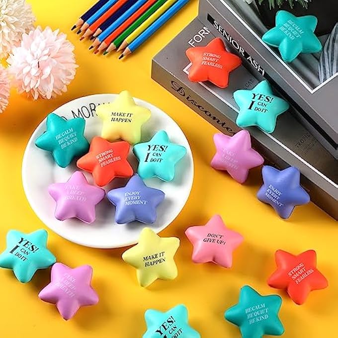 Jerify 120 Pcs Star Stress Balls with Quotes Motivational Stress Relief Ball Inspirational Star Stress Toy Bulk Gifts for Coworkers Kids Adults Stress Anger Fidget Relief Hand Exercise - Image 5