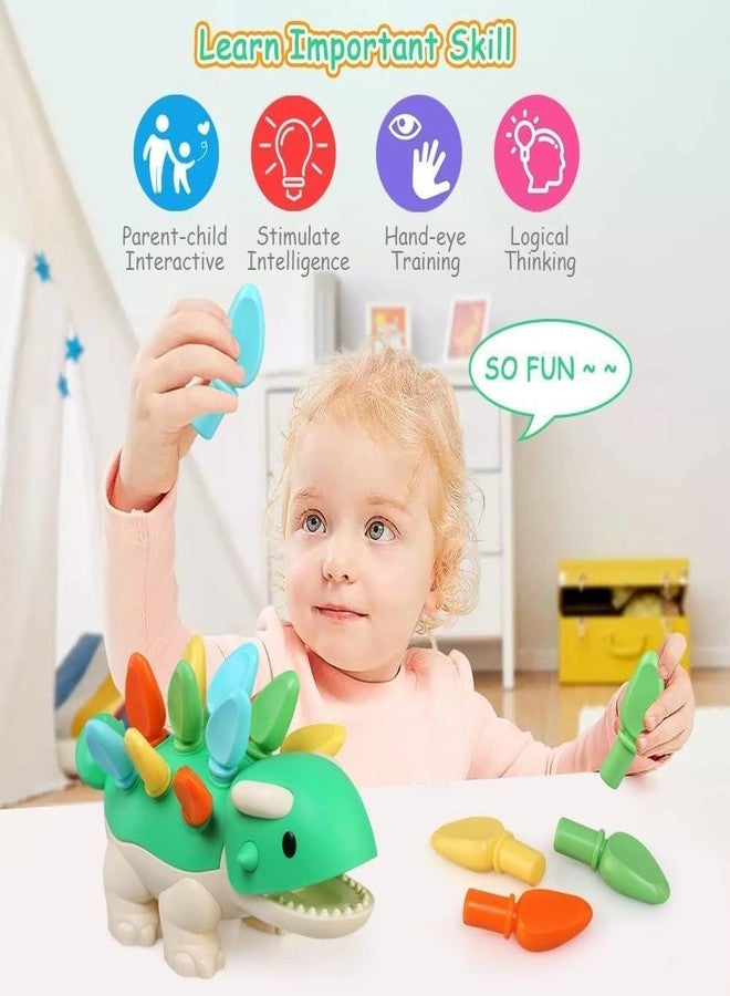 Hirger Spike The Fine Motor Dinosaur: Montessori Baby Sensory Toys for Toddlers 1-3, Preschool Learning Educational Activities, 12+ Months Old Birthday Gift, Christmas Stocking Stuffers - Image 4