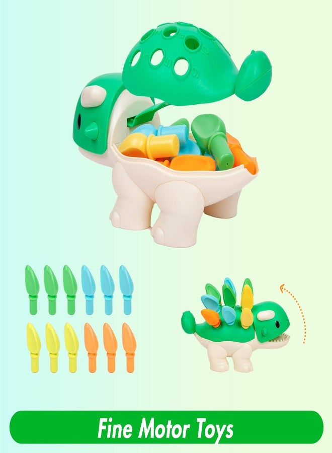 Hirger Spike The Fine Motor Dinosaur: Montessori Baby Sensory Toys for Toddlers 1-3, Preschool Learning Educational Activities, 12+ Months Old Birthday Gift, Christmas Stocking Stuffers - Image 2