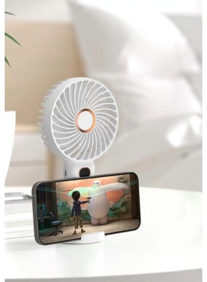 HaHaHai Portable Handheld Fan, 2400mAh Battery Powered Fan with LED Display, Handheld/Desktop Combination One Person Mini Fan, 5 Speed Lash Fan - Image 2