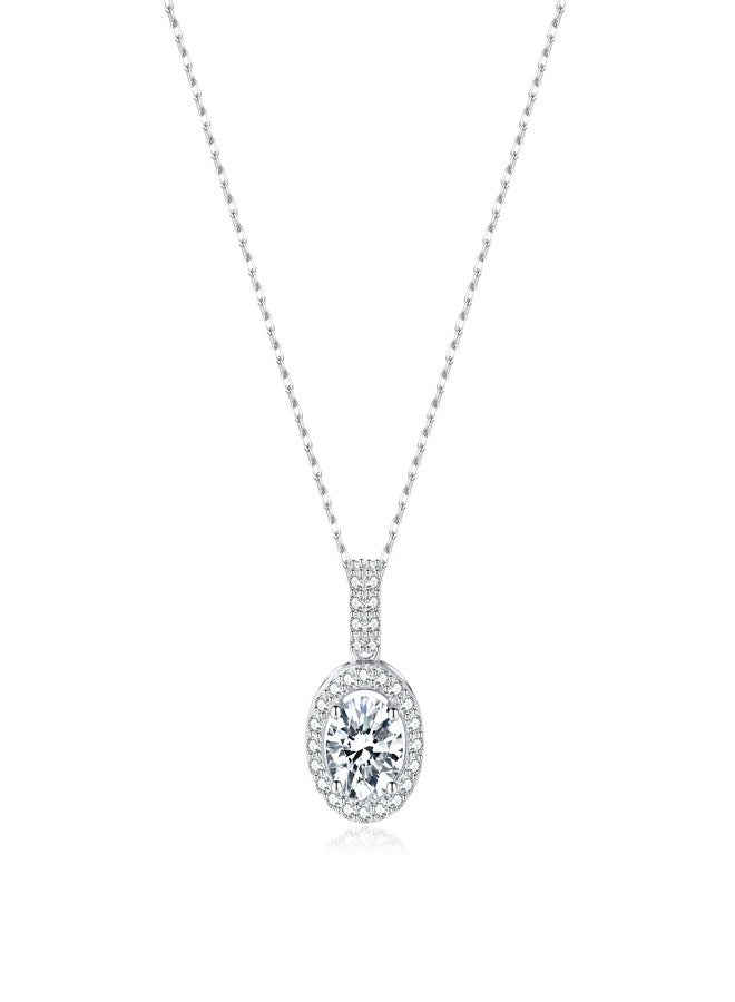 SLUYNZ 925 Sterling Silver Round Halo CZ Pendant Necklace for Women Teen Girls Halo Cubic Zirconia Chain Necklace Choker (A-SILVER) - Image 1