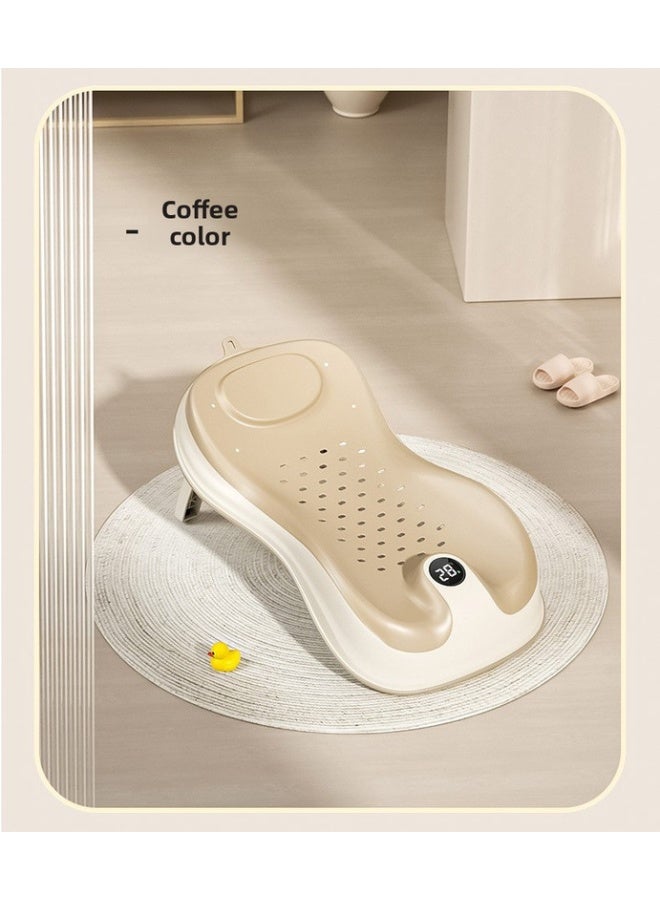 ORiTi حامل استشعار درجة حرارة الحمام للأطفال، دعم للجلوس والاستلقاء، جهاز إلهي، حوض استحمام للأطفال، دعم سرير الحمام العالمي، وسادة مضادة للانزلاق، شبكة استحمام للمواليد الجدد - Image 2