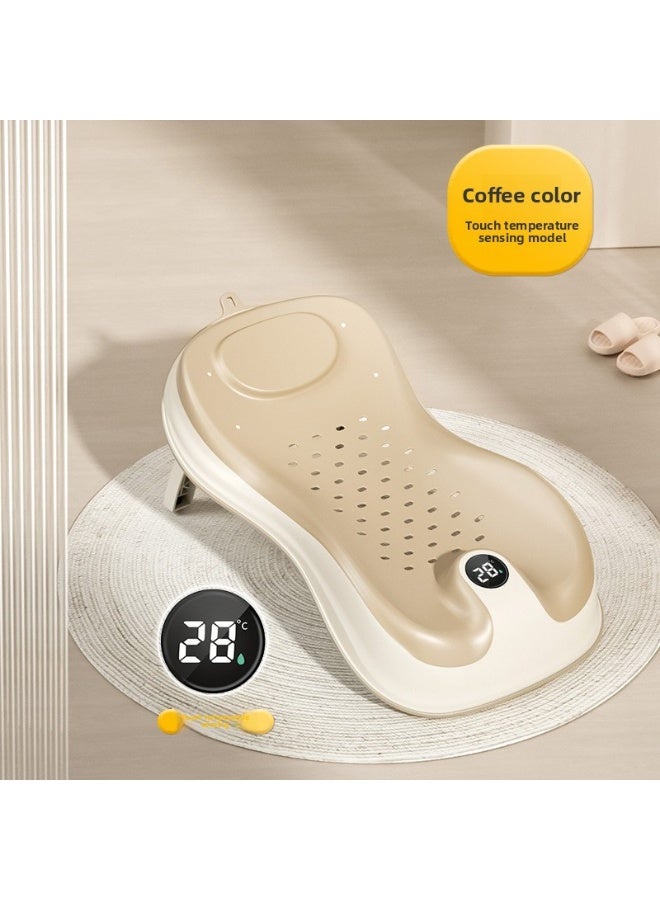 ORiTi حامل استشعار درجة حرارة الحمام للأطفال، دعم للجلوس والاستلقاء، جهاز إلهي، حوض استحمام للأطفال، دعم سرير الحمام العالمي، وسادة مضادة للانزلاق، شبكة استحمام للمواليد الجدد - Image 1