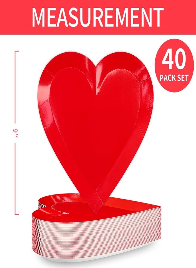 DYLIVeS Red Heart Shaped Plates 40 Count, 9'' Love Paper Plates Heart Tableware Heart Party Supplies for Valentine's Party Anniversary Party Supplies Wedding Party Decorations, Red - Image 2