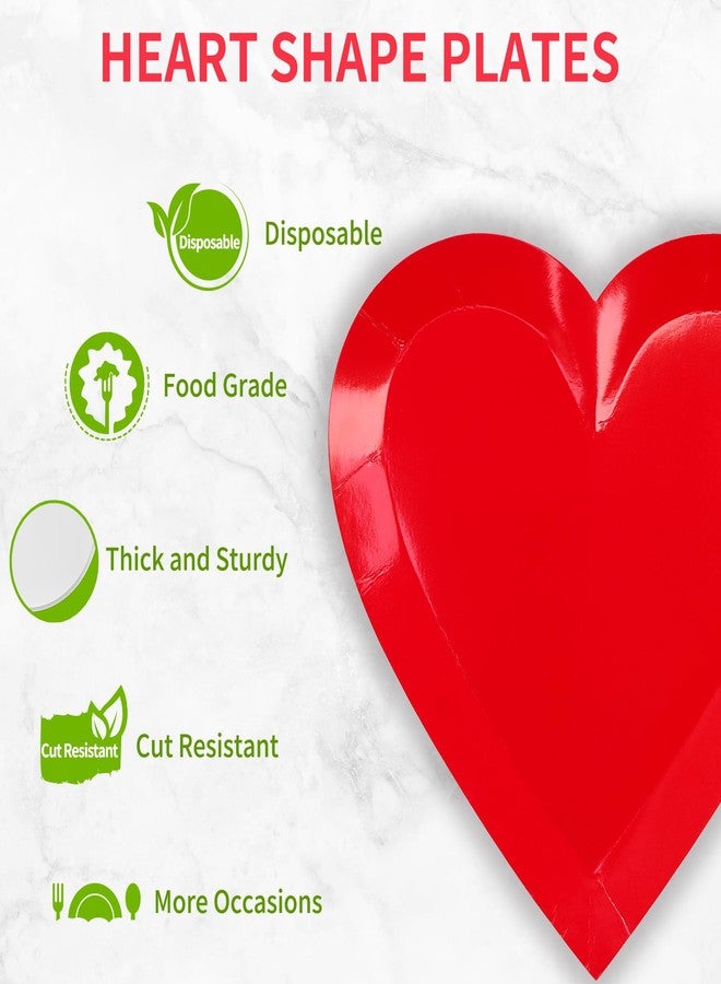 DYLIVeS Red Heart Shaped Plates 40 Count, 9'' Love Paper Plates Heart Tableware Heart Party Supplies for Valentine's Party Anniversary Party Supplies Wedding Party Decorations, Red - Image 3