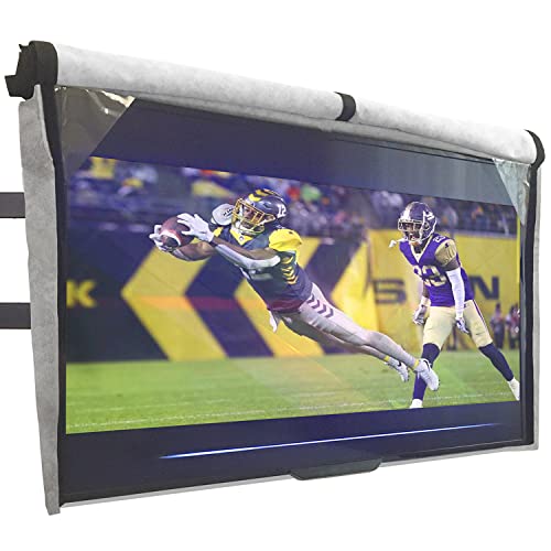 Bozzcovers Outdoor TV Cover 48, 49, 50 inch - WITH FRONT FLAP - Weatherproof, Waterproof protection, Soft Interior, With Bottom cover - Gray - Image 1