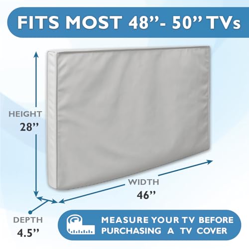Bozzcovers Outdoor TV Cover 48, 49, 50 inch - WITH FRONT FLAP - Weatherproof, Waterproof protection, Soft Interior, With Bottom cover - Gray - Image 2