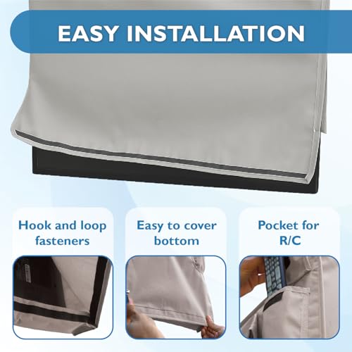 Bozzcovers Outdoor TV Cover 48, 49, 50 inch - WITH FRONT FLAP - Weatherproof, Waterproof protection, Soft Interior, With Bottom cover - Gray - Image 5