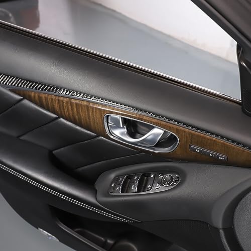 TOYCIDFG Door Window Glass Lift Button Panel Cover Trim Compatible with Infiniti Q50 2017 2018 2019 2020 2021, Soft Carbon Fiber Interior Accessories - Advanced Version (Inner Door Trim Strip - Black) - Image 4