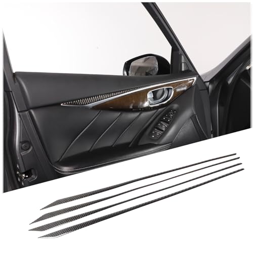 TOYCIDFG Door Window Glass Lift Button Panel Cover Trim Compatible with Infiniti Q50 2017 2018 2019 2020 2021, Soft Carbon Fiber Interior Accessories - Advanced Version (Inner Door Trim Strip - Black) - Image 1