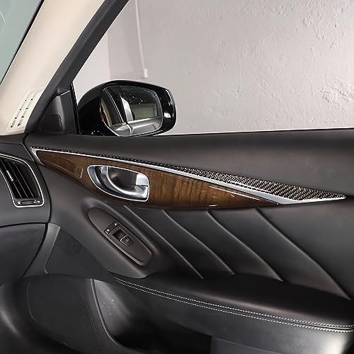 TOYCIDFG Door Window Glass Lift Button Panel Cover Trim Compatible with Infiniti Q50 2017 2018 2019 2020 2021, Soft Carbon Fiber Interior Accessories - Advanced Version (Inner Door Trim Strip - Black) - Image 5
