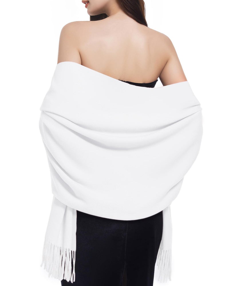 Sofier Pashmina Shawl Wraps for Women Formal Evening Dress Blanket Scarves Fashion Wedding Bridesmaid Gifts Cashmere Feel White - Image 5