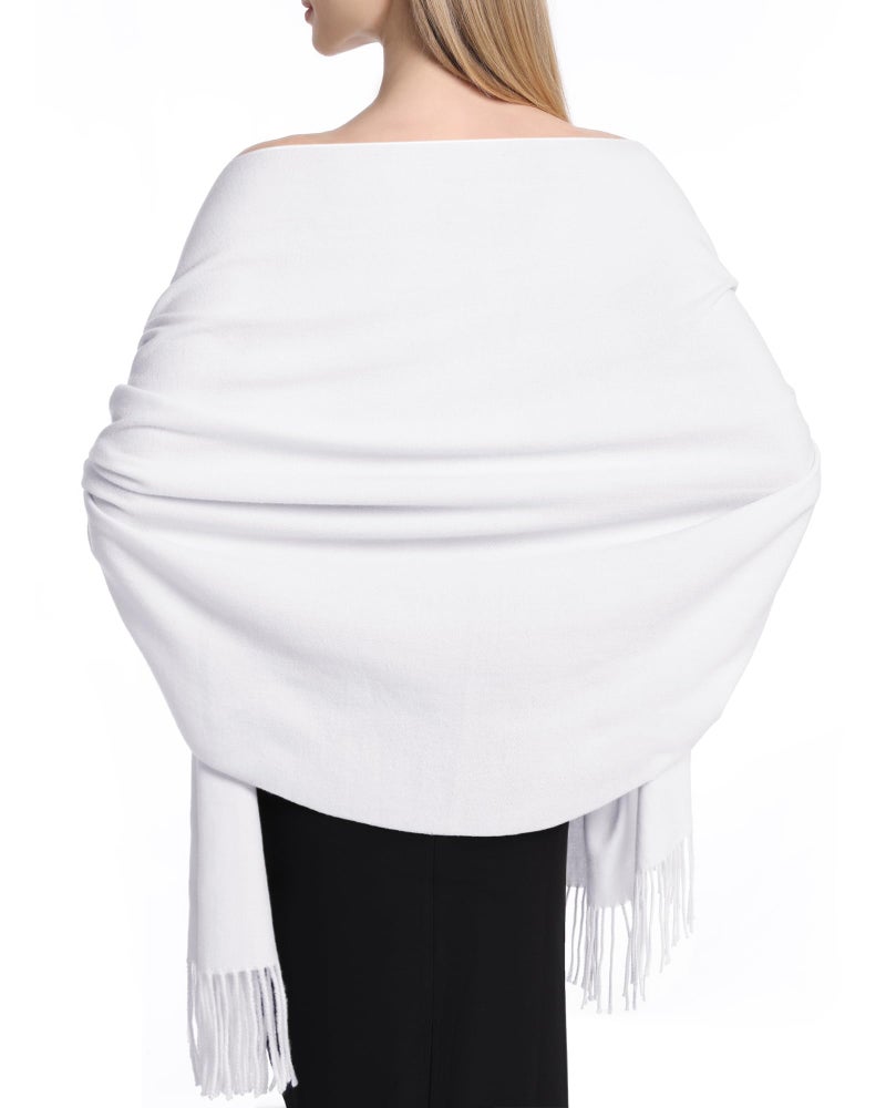 Sofier Pashmina Shawl Wraps for Women Formal Evening Dress Blanket Scarves Fashion Wedding Bridesmaid Gifts Cashmere Feel White - Image 1