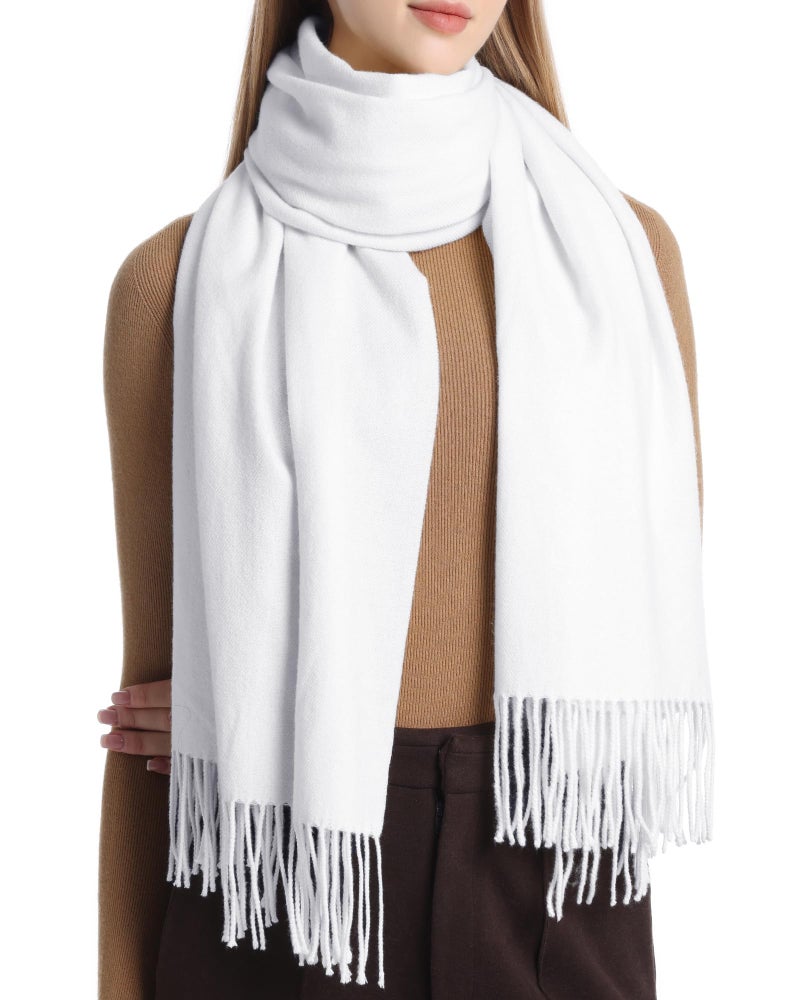 Sofier Pashmina Shawl Wraps for Women Formal Evening Dress Blanket Scarves Fashion Wedding Bridesmaid Gifts Cashmere Feel White - Image 2