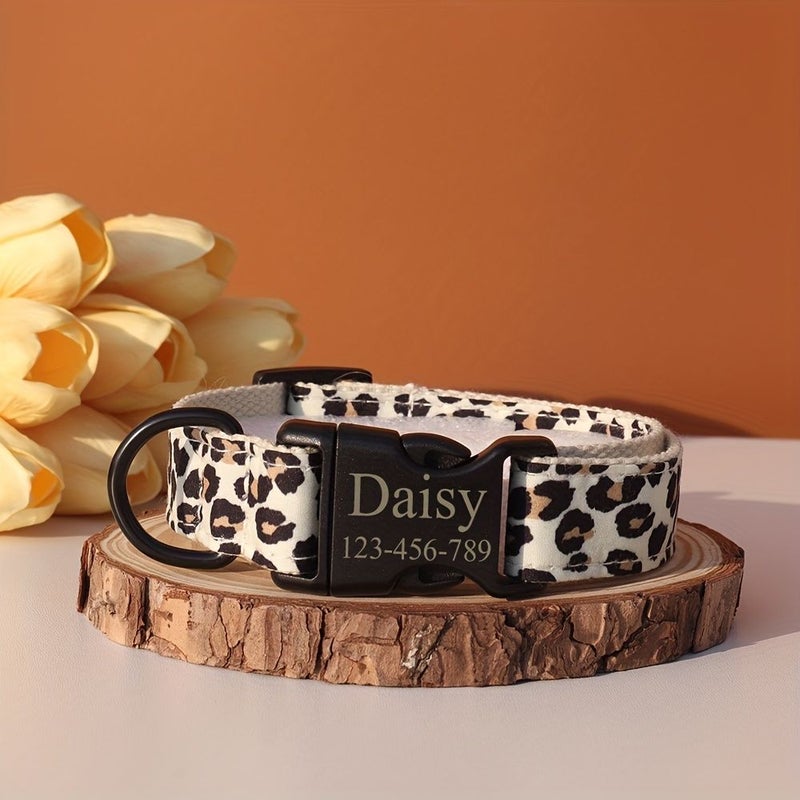 Xl Adjustable Leopard Print Dog Collar Breathable Polyester Heavy Duty Quick Release - Image 5