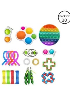 Arabest 20-Piece Simple Dimple Mini Bubble Ergonomic Stress Relief Sensory Fidget Toy Set  - Image 1