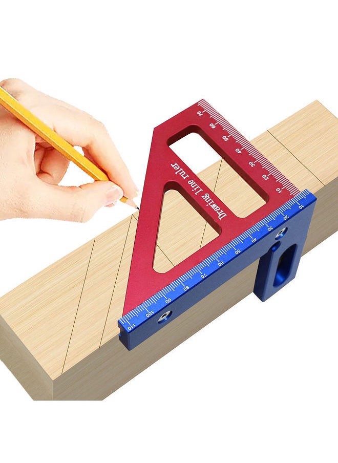 Generic Woodworking Measuring Ruler 45/90 Degree Triangle Scriber Square Protractor Aluminum Alloy Measuring Tool for Engineer Carpenter  - Image 2