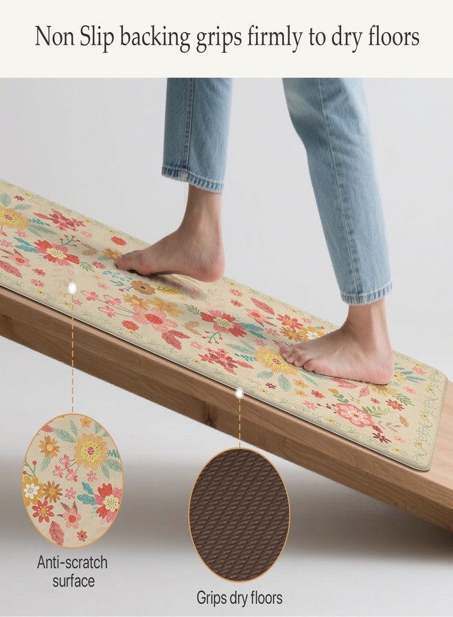 GENIMO Kitchen Mats for Floor 2PCS, Cushioned Kitchen Rugs Non Slip Washable, Farmhouse Anti Fatigue Mat Waterproof, Comfort Standing Mat Rug for Office, Home, Laundry, 17.3"x47"+17.3"x30", Beige - Image 4