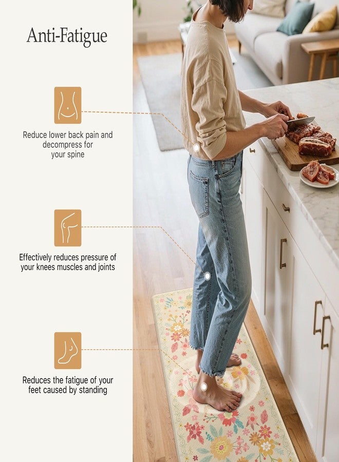 GENIMO Kitchen Mats for Floor 2PCS, Cushioned Kitchen Rugs Non Slip Washable, Farmhouse Anti Fatigue Mat Waterproof, Comfort Standing Mat Rug for Office, Home, Laundry, 17.3"x47"+17.3"x30", Beige - Image 3