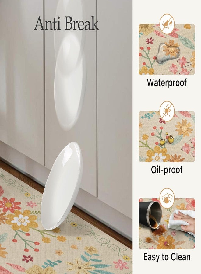 GENIMO Kitchen Mats for Floor 2PCS, Cushioned Kitchen Rugs Non Slip Washable, Farmhouse Anti Fatigue Mat Waterproof, Comfort Standing Mat Rug for Office, Home, Laundry, 17.3"x47"+17.3"x30", Beige - Image 5