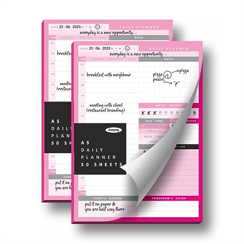 Anupam Daily Planner Pad, Soft back Desk Planner Notepad, Tear-off organiser notepad, To-do list notebook, Productivity Planner A5 (Pack of 2) - Image 1