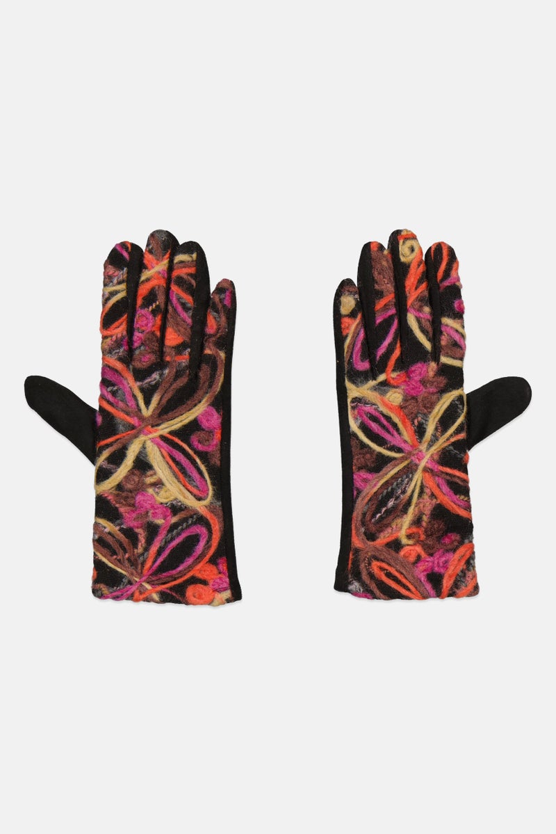 Justin Gregory Women 1 Pair Allover Print Screen Touch Gloves, Black Combo  - Image 1