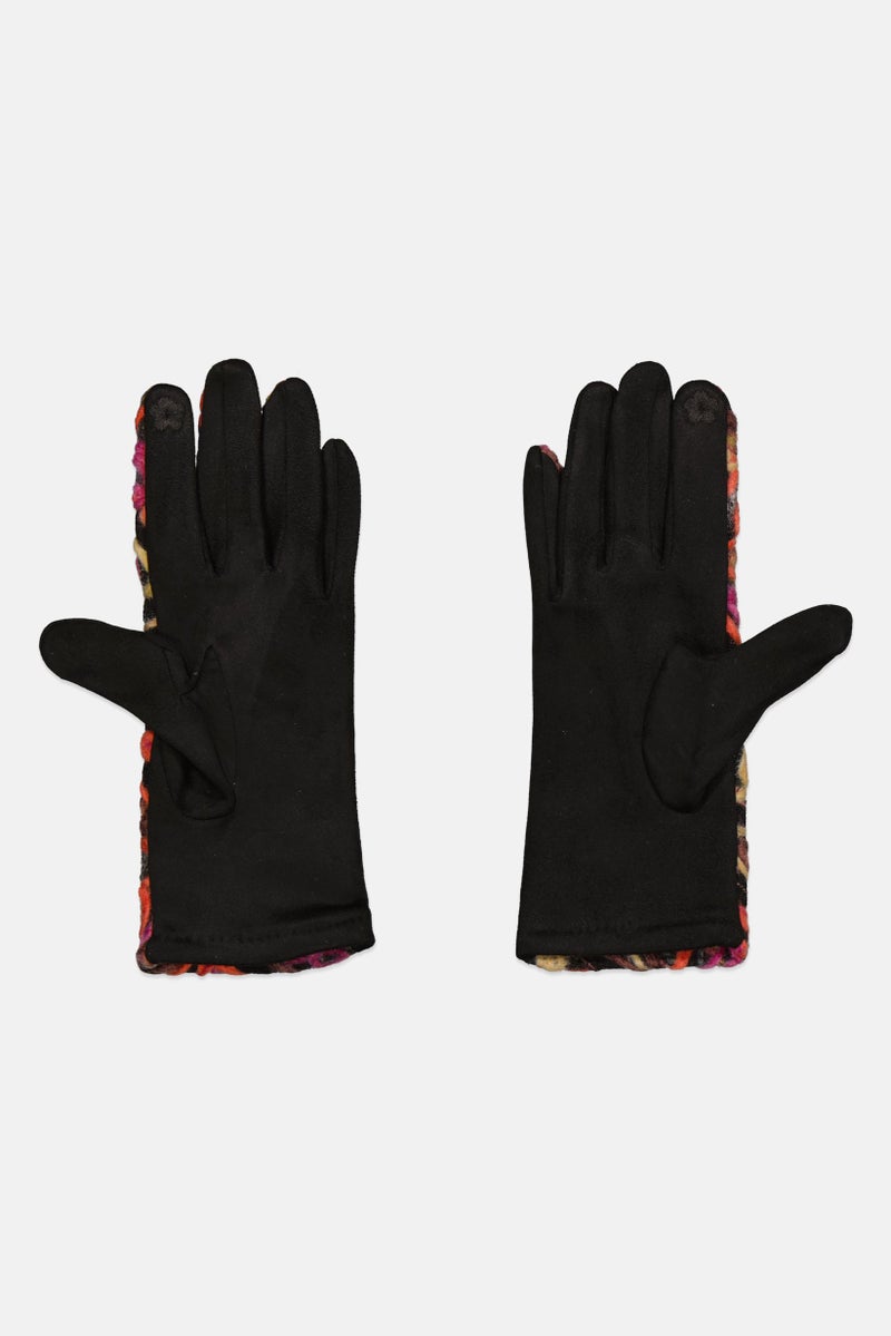 Justin Gregory Women 1 Pair Allover Print Screen Touch Gloves, Black Combo  - Image 2