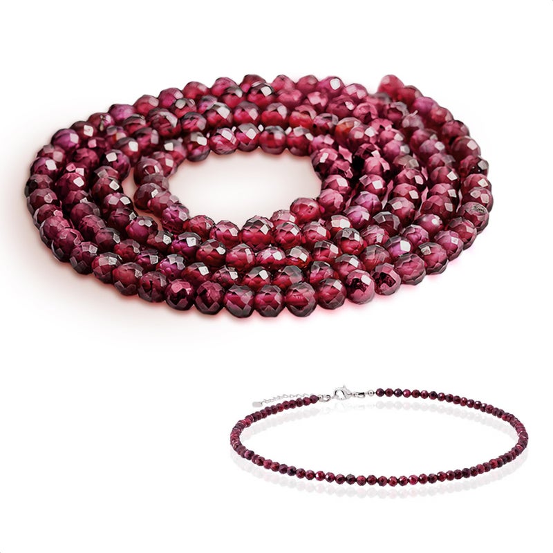 Reluen Faceted Ruby Gemstone Beads – 15" Strand of 4mm Durable Round Polished Ruby Beads, Great for Handmade Holiday Jewelry and Crafts, Bracelets, Earrings and DIY Projects | Vibrant Color and Smooth Finish - Image 1