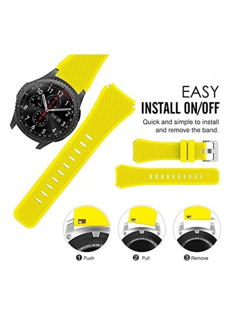 VITION Strap for Huawei GT/Huawei GT 2 (46mm) GT2 Pro /Samsung Galaxy Watch 46mm / Galaxy Watch 3 45mm - 22mm Silicone Straps Watch Band Yellow  - Image 4