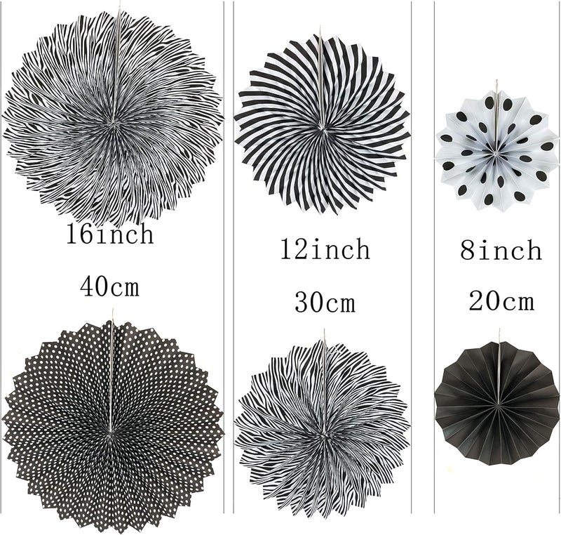 AKIO CRAFT Black Orange Party Hanging Paper Fans Party Ceiling Hangings Halloween Baby Shower Birthday Wedding Party Decorations, 12pc - Image 2