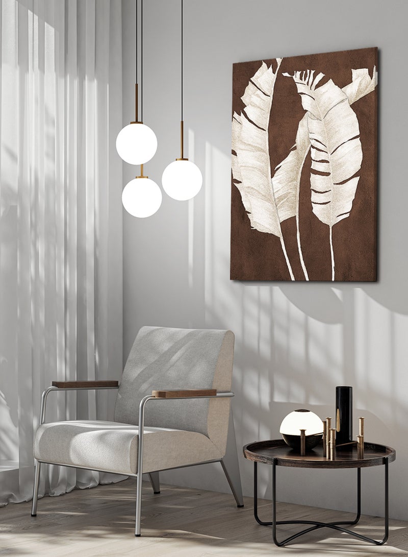 LOWHA Framed Canvas Wall Art Stretched Over Wooden Frame, Tropical Leaves Abstract Painting - Image 1